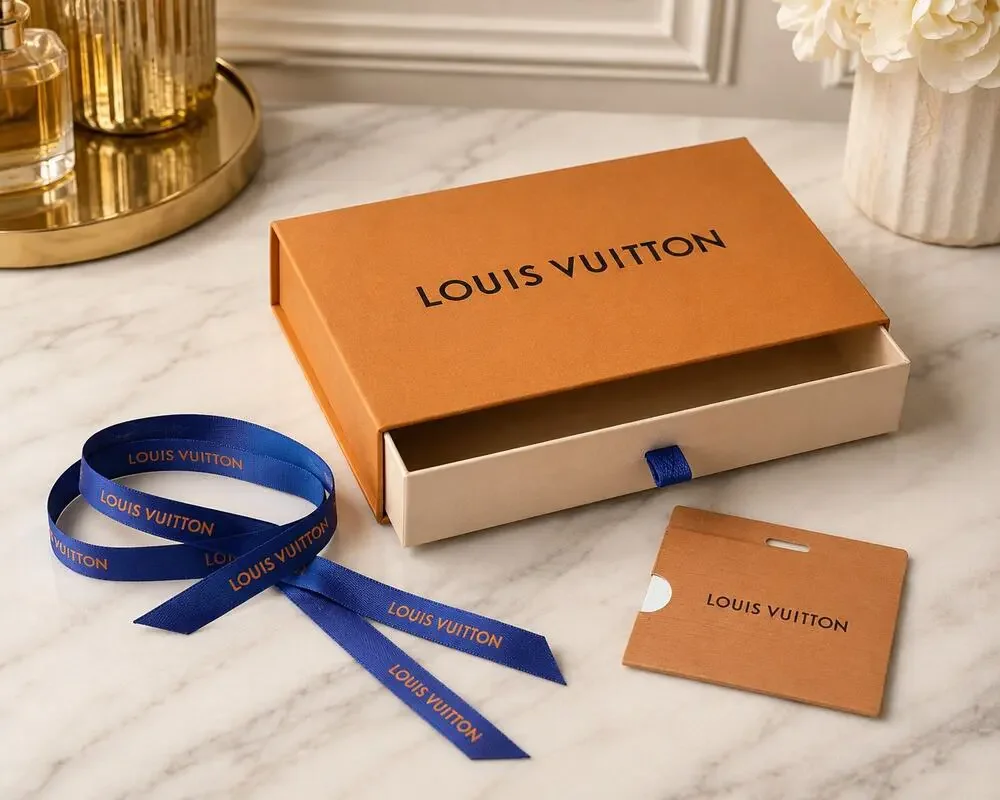 Authentic Louis Vuitton Empty Drawer Gift Box Ribbon Card 9.5x5.5 Packaging
